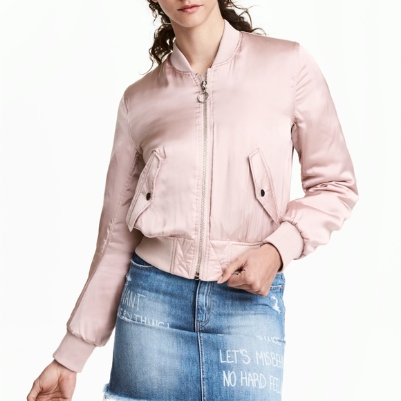 H&M DIVIDED Satin Bomber Jacket Taupe 14 - Picture 7 of 7